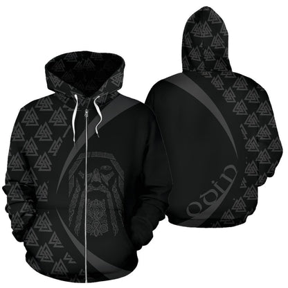 Odin Viking Zip-up Hoodie - Circle Style J1 - Amaze Style™-ALL OVER PRINT ZIP HOODIES (P)