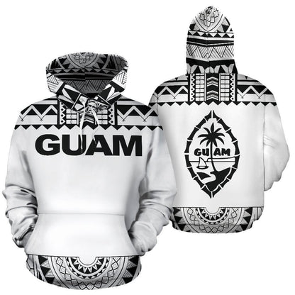 Guam All Over Hoodie - Polynesian White And Black - Amaze Style™-ALL OVER PRINT HOODIES