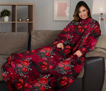 Dark Roses sleeve blanket-Amaze Style™-Sleeve Blanket - Dark Roses sleeve blanket-Adult 69"X53"-Vibe Cosy™