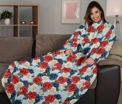 Roses sleeve blanket-Amaze Style™-Sleeve Blanket - Roses sleeve blanket-Adult 69"X53"-Vibe Cosy™