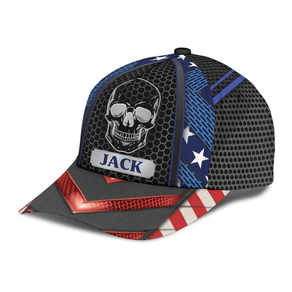 Custom Name Skull Classic Cap