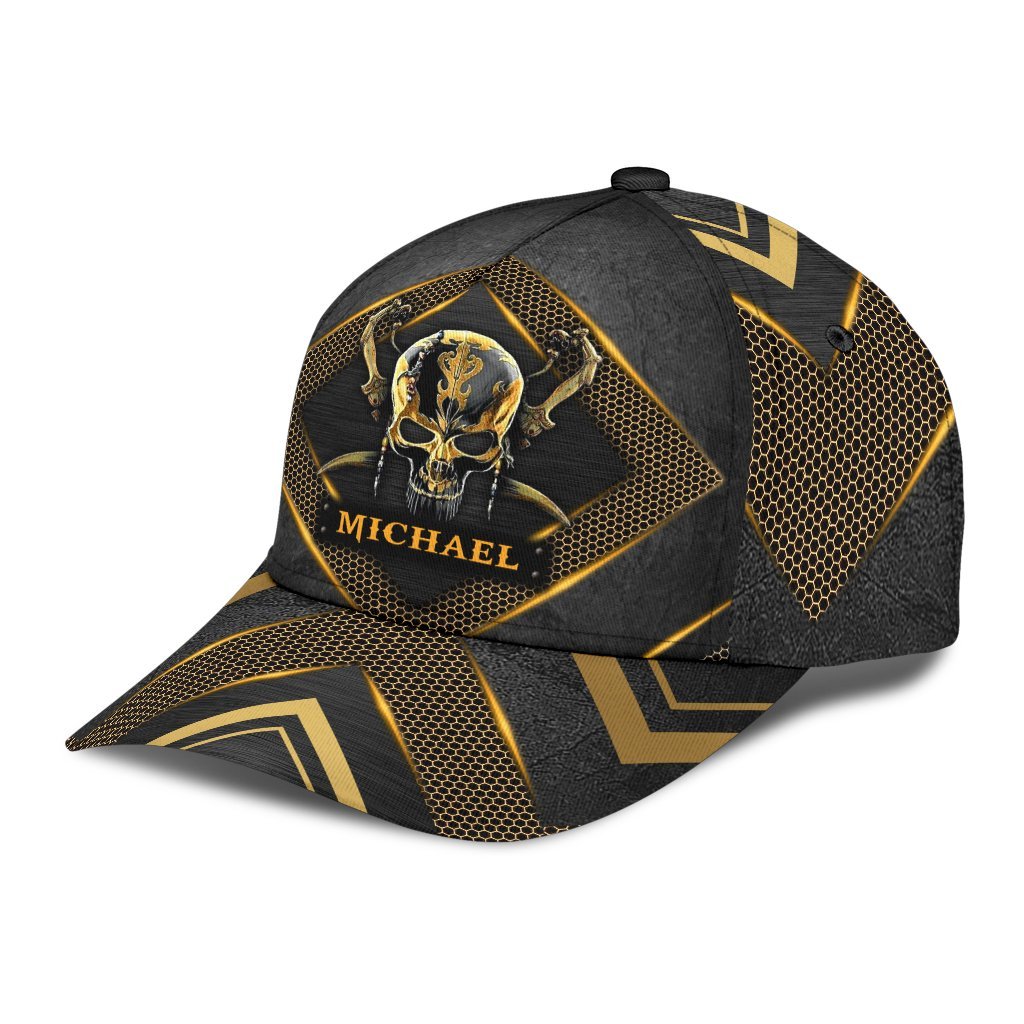 Custom Name Skull Classic Cap