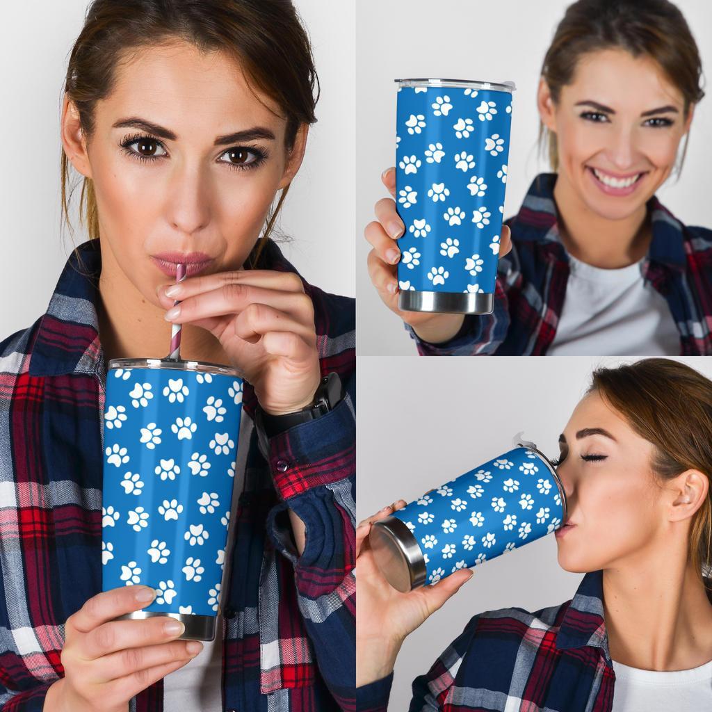 Tumbler Paw Prints Blue-Amaze Style™-Tumbler - Tumbler Paw Prints Blue-20oz Large-Vibe Cosy™