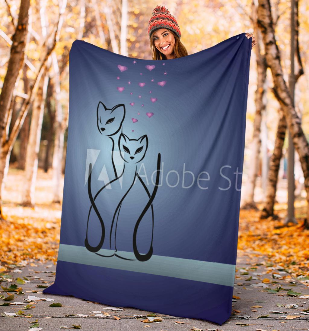 gatti e cuore-Amaze Style™-Premium Blanketgatti e cuore-Youth (56 x 43 inches / 140 x 110 cm)-Vibe Cosy™