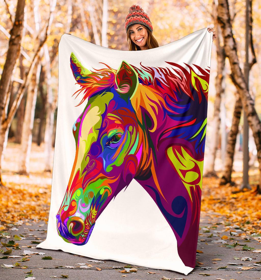 Cavallo Colorato/Bianco - Coperta in Pile -Amaze Style™-Premium BlanketCavallo Colorato/Bianco - Coperta in Pile -Youth (56 x 43 inches / 140 x 110 cm)-Vibe Cosy™