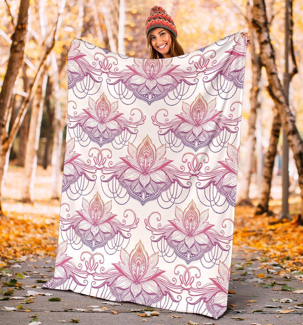 Ombre Lotus (White) - Throw Blankets-Amaze Style™-Premium BlanketOmbre Lotus (White) - Throw Blankets-Youth (56 x 43 inches / 140 x 110 cm)-Vibe Cosy™
