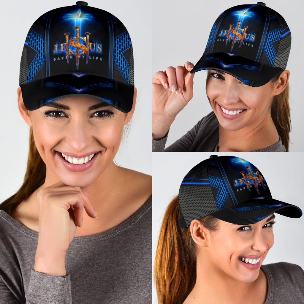 Jesus Cross Blue Saved My Life Classic Cap 18032102.CML