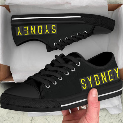 Airport Destinations SYDNEY (Black) - Low Top Canvas Shoes-Amaze Style™-placeholder-placeholder-Vibe Cosy™
