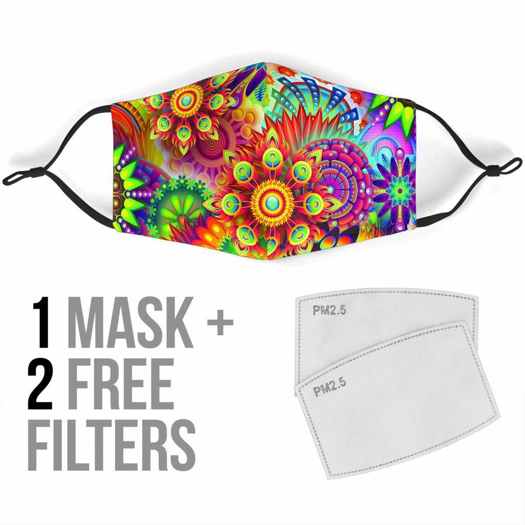 Abstract Bright Floral - Face Mask-Amaze Style™-Face Mask - Abstract Bright Floral - Face Mask-Adult Mask + 2 FREE Filters (Age 13+)-Vibe Cosy™
