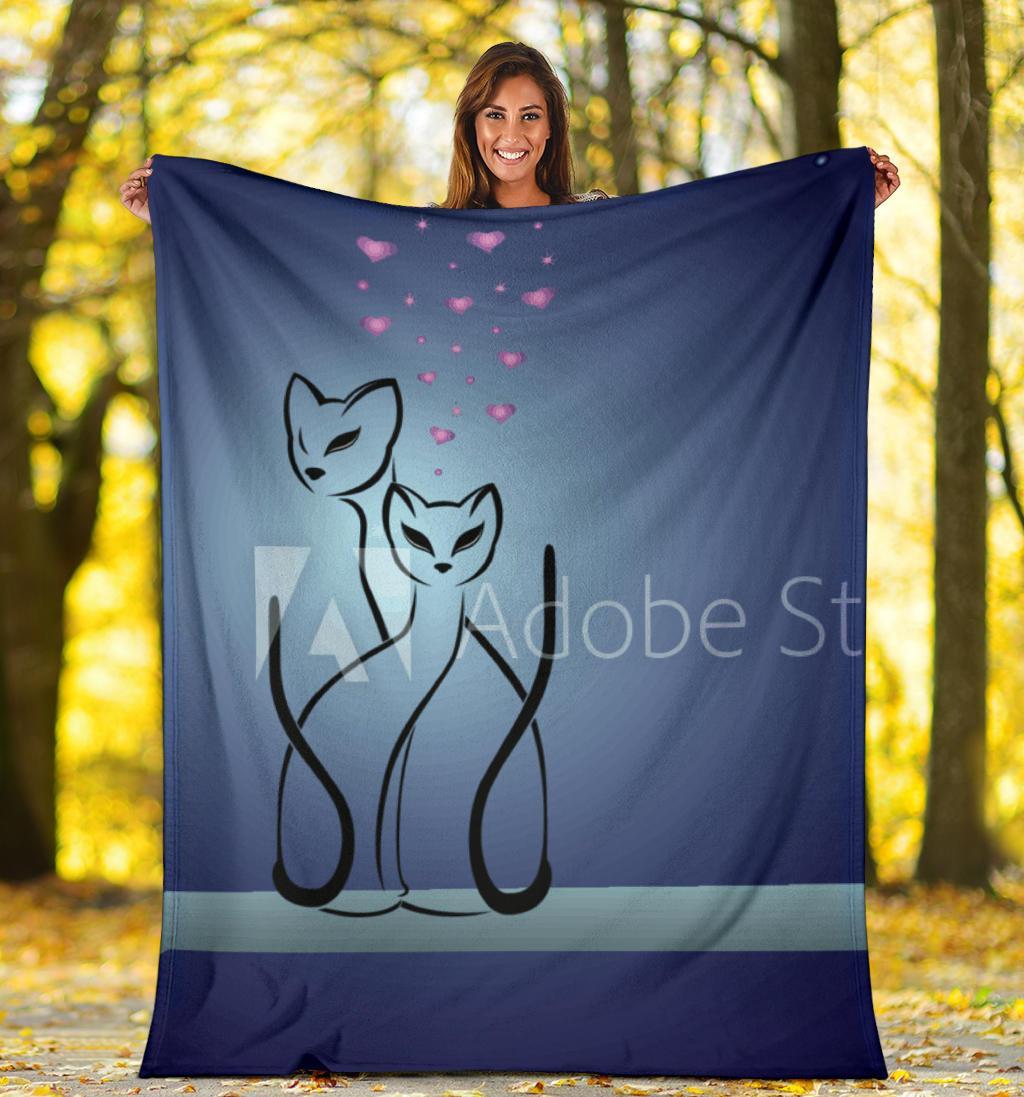 gatti e cuore-Amaze Style™-Premium Blanketgatti e cuore-Youth (56 x 43 inches / 140 x 110 cm)-Vibe Cosy™