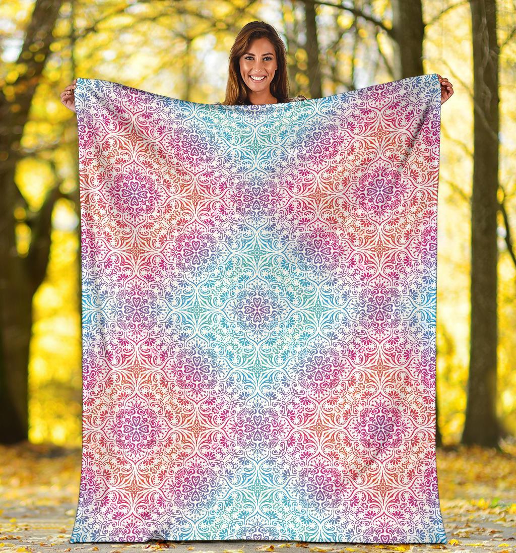 Bohemian Blue Ombre (White) - Throw Blankets-Amaze Style™-Premium BlanketBohemian Blue Ombre (White) - Throw Blankets-Youth (56 x 43 inches / 140 x 110 cm)-Vibe Cosy™