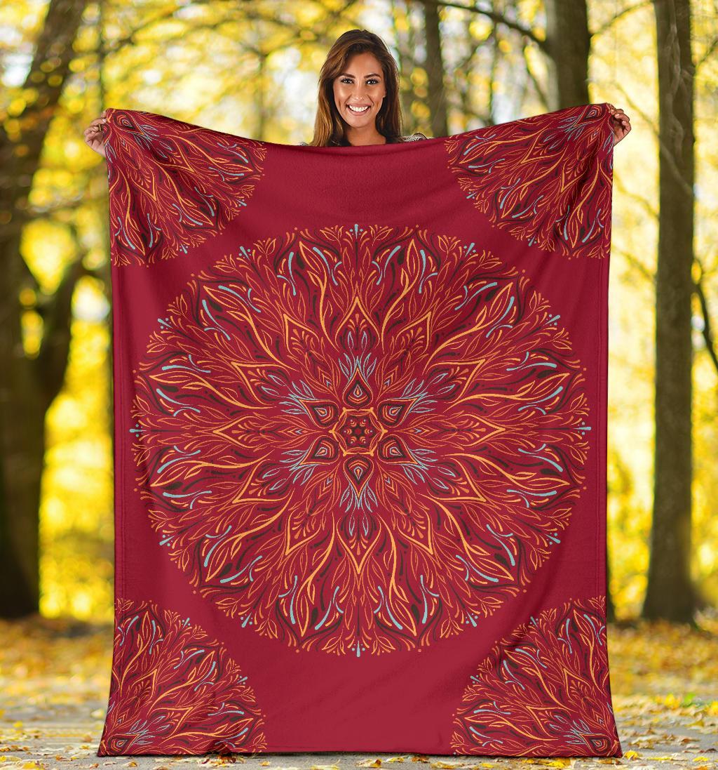 Mandala P1 (Jester Red) - Throw Blankets-Amaze Style™-Premium BlanketMandala P1 (Jester Red) - Throw Blankets-Youth (56 x 43 inches / 140 x 110 cm)-Vibe Cosy™