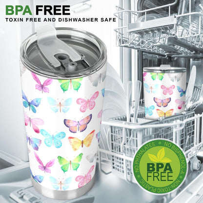 Tumbler Pastel Butterflies-Amaze Style™-Tumbler - Tumbler Pastel Butterflies-20oz Large-Vibe Cosy™