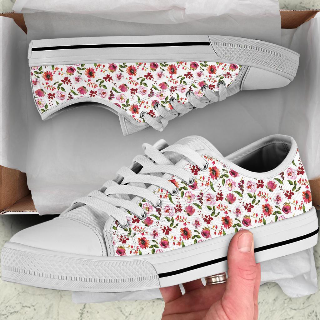 Peonies - White-Amaze Style™-Womens Low Top - Peonies - White-US5.5 (EU36)-Vibe Cosy™