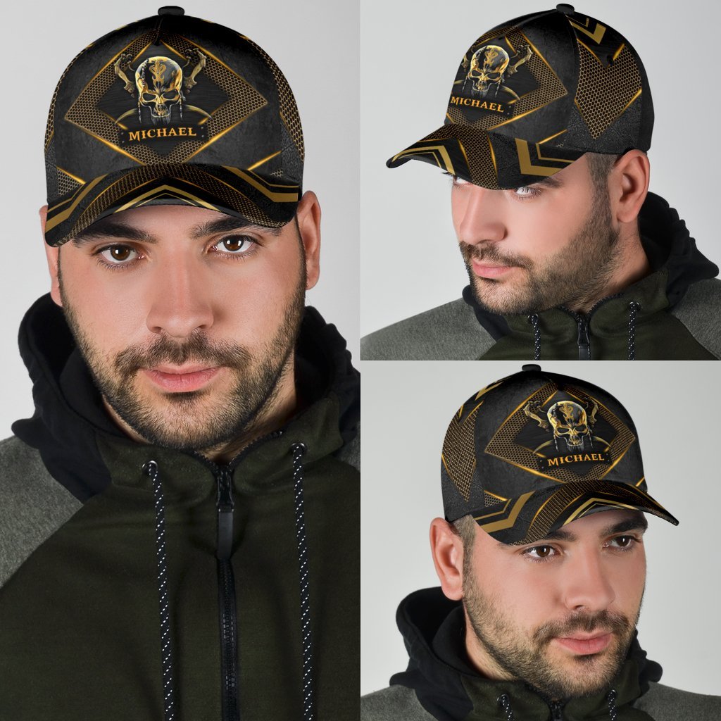 Custom Name Skull Classic Cap