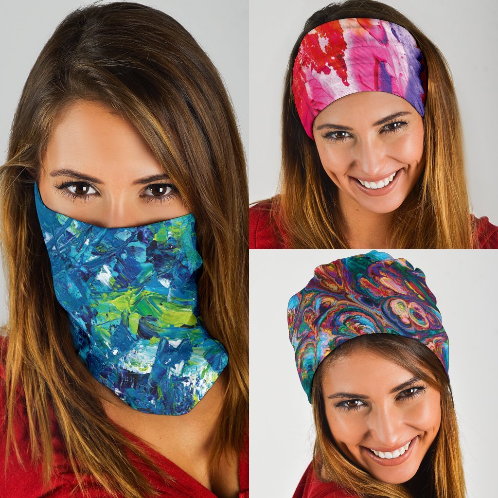 Abstract Oil Paintings Set - Bandana 3 Pack-Amaze Style™-Abstract Oil Paintings Set - Bandana 3 Pack-Vibe Cosy™