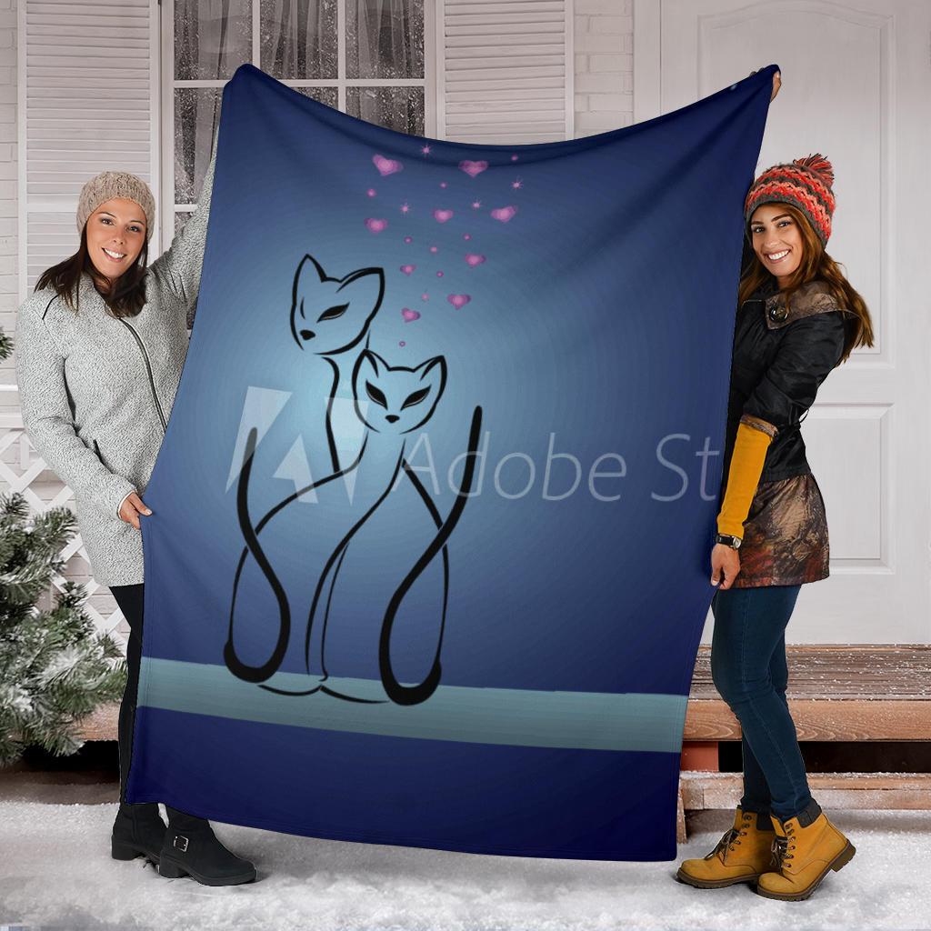gatti e cuore-Amaze Style™-Premium Blanketgatti e cuore-Youth (56 x 43 inches / 140 x 110 cm)-Vibe Cosy™