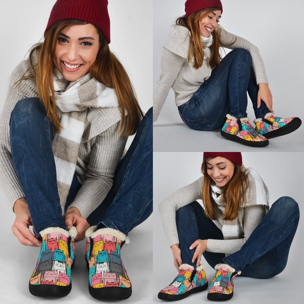 Cool Kitty Cats P1 - Winter Ankle Boots-Amaze Style™-Women's Winter Sneakers - Cool Kitty Cats P1 - Winter Ankle Boots-US4.5 (EU35)-Vibe Cosy™