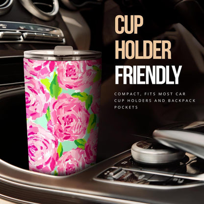 Pink Flower Tumbler-Amaze Style™-Tumbler - Pink Flower Tumbler-20oz Large-Vibe Cosy™
