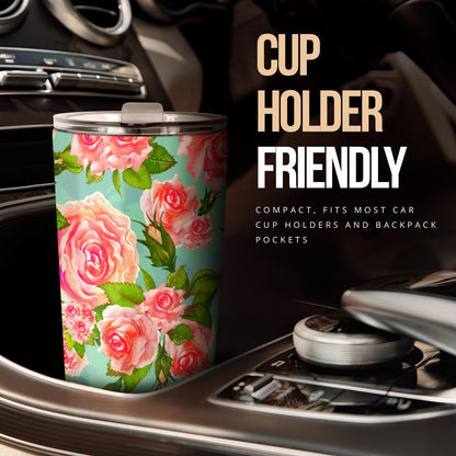 Vintage Floral Blue - Travel Tumbler-Amaze Style™-Tumbler - Vintage Floral Blue - Travel Tumbler-20oz Large-Vibe Cosy™