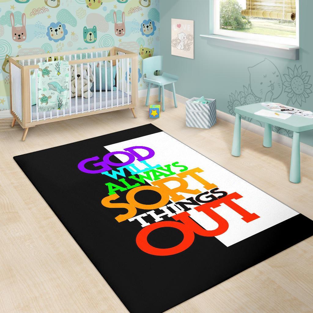 GOD will always sort things out Rug-Amaze Style™-RugGOD will always sort things out Rug-Small (3 X 5 FT)-Vibe Cosy™