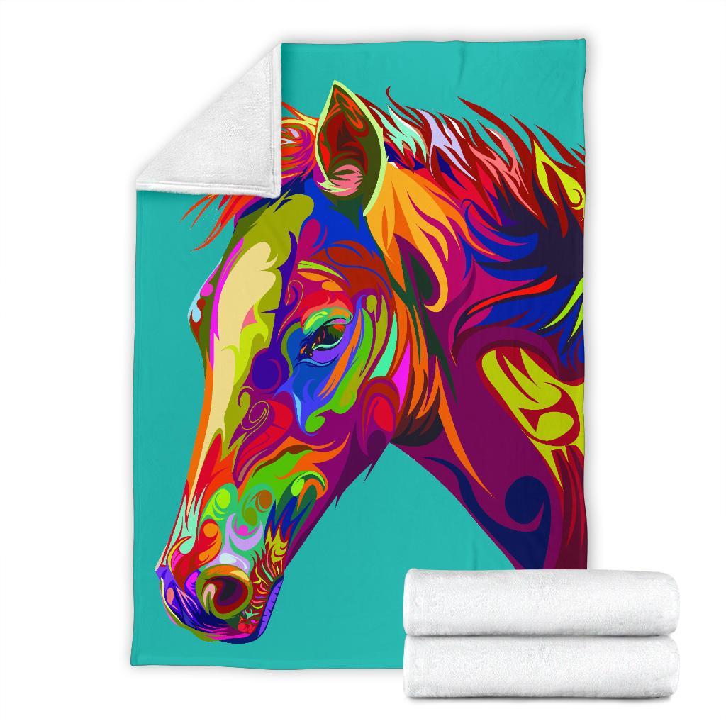 Cavallo Colorato Turchese - Coperta in Pile -Amaze Style™-Premium BlanketCavallo Colorato Turchese - Coperta in Pile -Youth (56 x 43 inches / 140 x 110 cm)-Vibe Cosy™