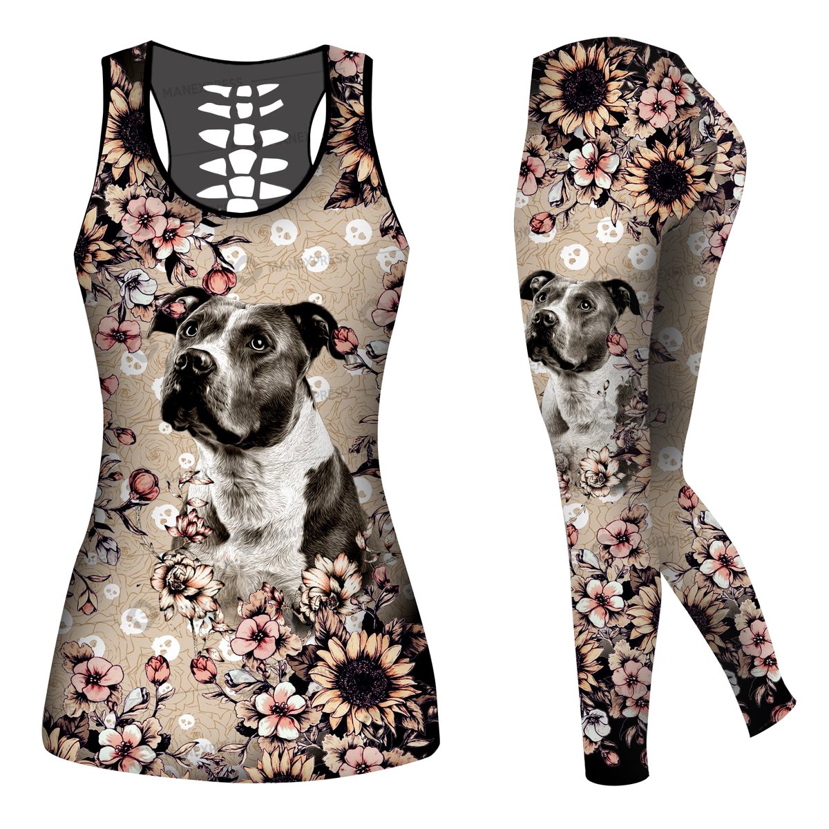 Pitbull Sunflower Combo Tank + Legging TA032010 - Amaze Style™-Apparel
