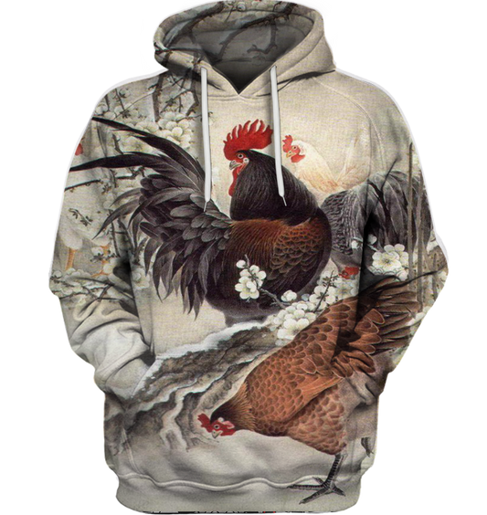 3D All Over Print Rooster & Hen Shirt-Apparel-6teenth World-Hoodie-S-Vibe Cosy™