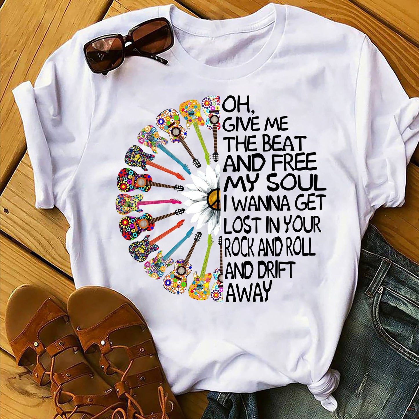 Give me the beat and free my soul, i wanna get lost in your rock n roll and drift away - Premium Unisex Shirt