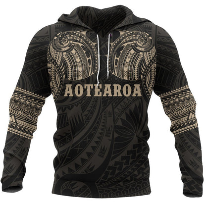 Aotearoa Maori Tattoo All Over Hoodie Gold NVD - Amaze Style™-Apparel