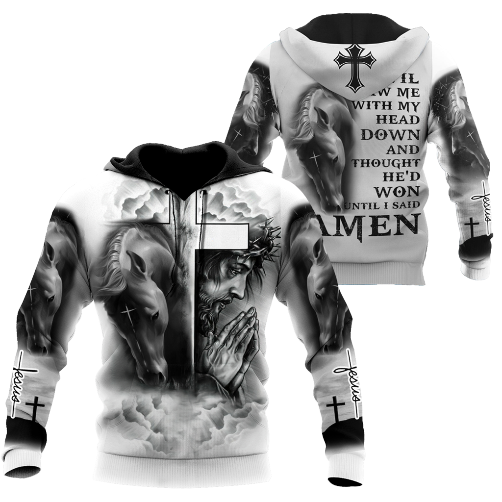 Horse And Jesus 3D All Over Printed Shirts For Men And Women TN