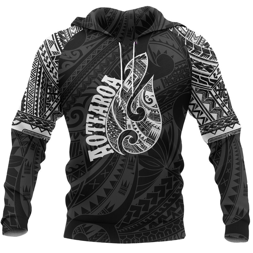 Hei Matau Maori Tattoo All Over Hoodie White NVD - Amaze Style™-Apparel