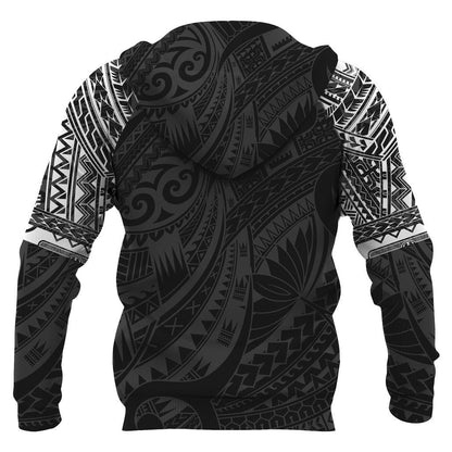 Hei Matau Maori Tattoo All Over Hoodie White PL - Amaze Style™-Apparel