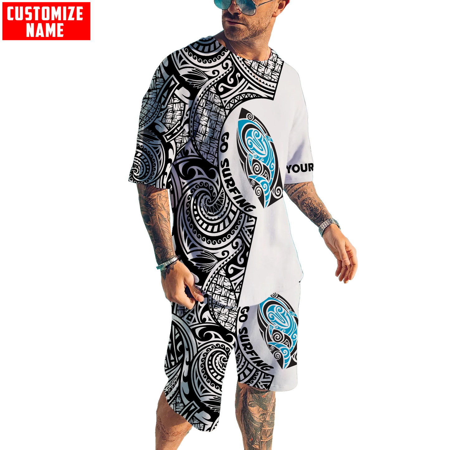 Polynesia No 16 Combo T Shirt Broad Short Go Surfing Personalize