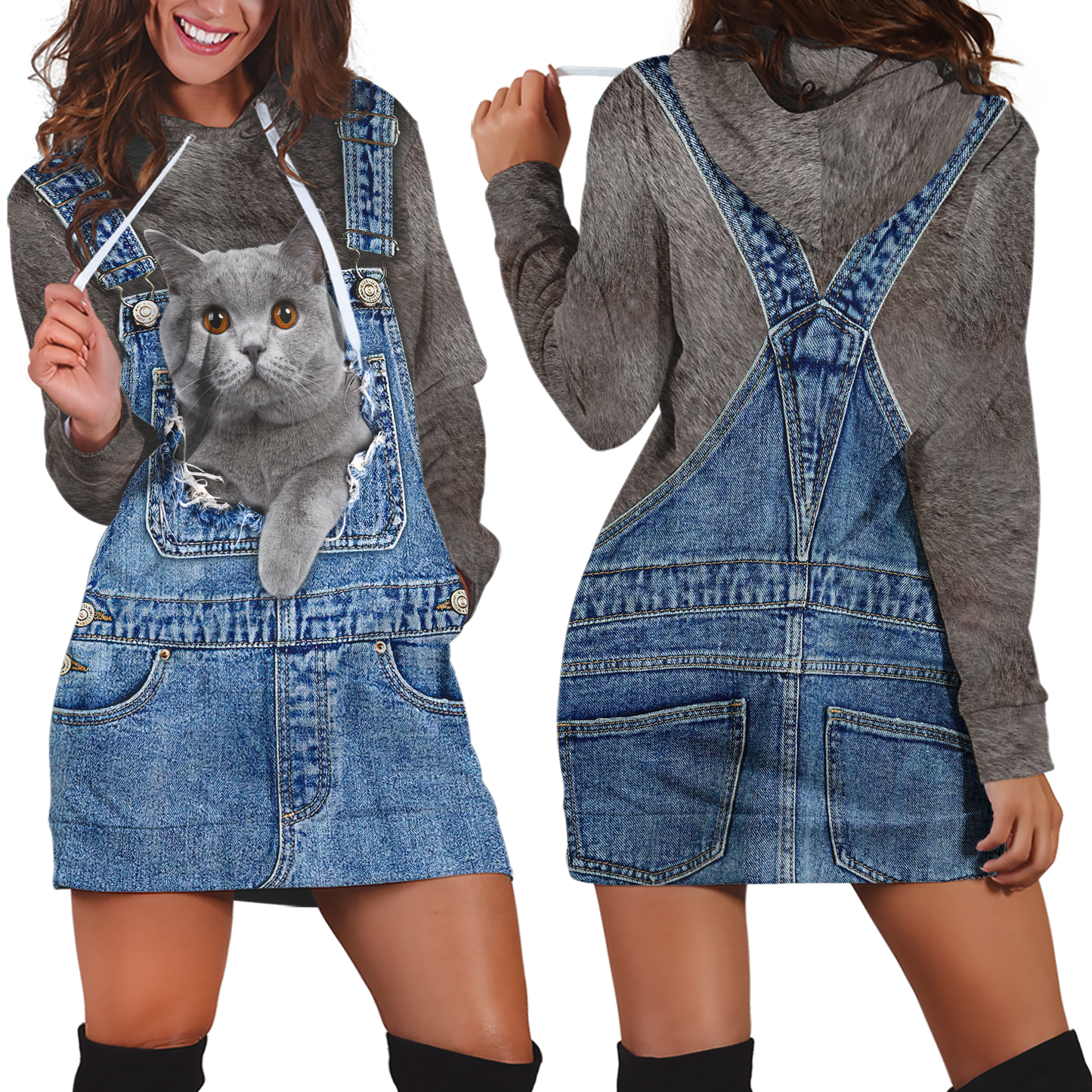 Love Cat cover British Shorthair face hair 3D all over shirts