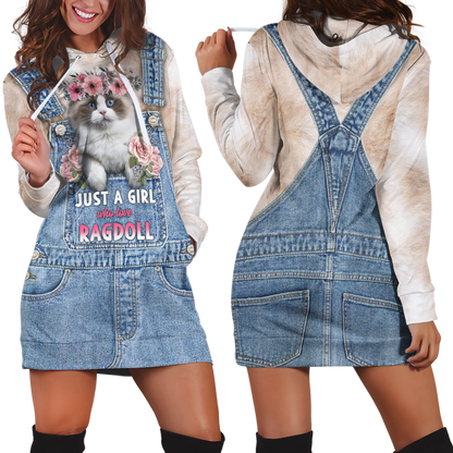 Love Cat Just a girl Ragdoll face hair 3D all over shirts for women