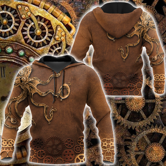 Octopus Steampunk Mechanic All Over Printed Hoodie For Men and Women TN