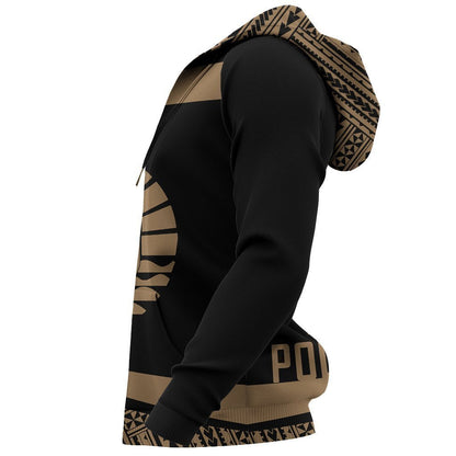 French Polynesia Zip-Up Hoodie - Circle Gold Ver 2.0 J7 - Amaze Style™-Apparel