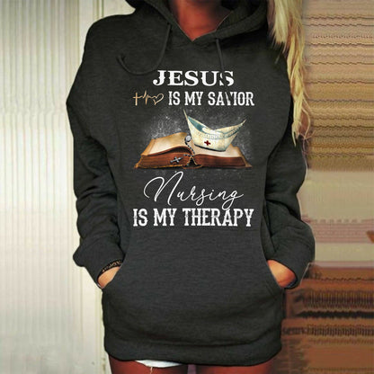 Jesus Is My Savior Nursing Is My Therapy Standard Hoodie