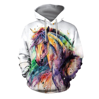 3D PRINTED HORSE T-SHIRT HOODIE - Amaze Style™-Apparel