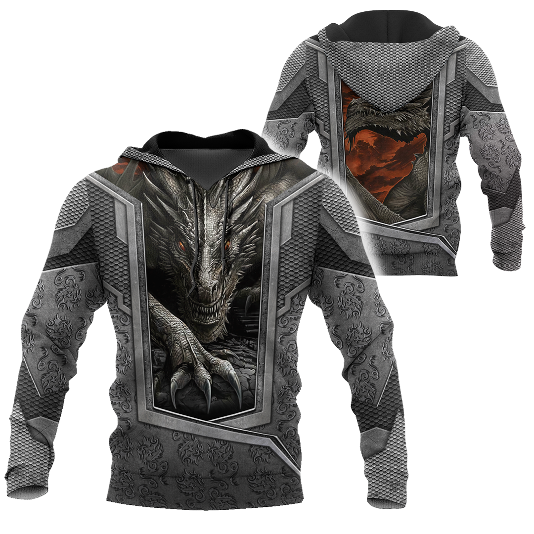 3D Tattoo and Dungeon Dragon Hoodie HAC27125-Apparel-NM-Hoodie-S-Vibe Cosy™