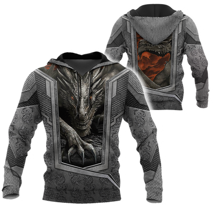 3D Tattoo and Dungeon Dragon Hoodie HAC27125-Apparel-NM-Hoodie-S-Vibe Cosy™