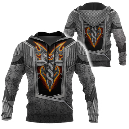 3D Tattoo and Dungeon Dragon Hoodie HAC020108-Apparel-NM-Hoodie-S-Vibe Cosy™