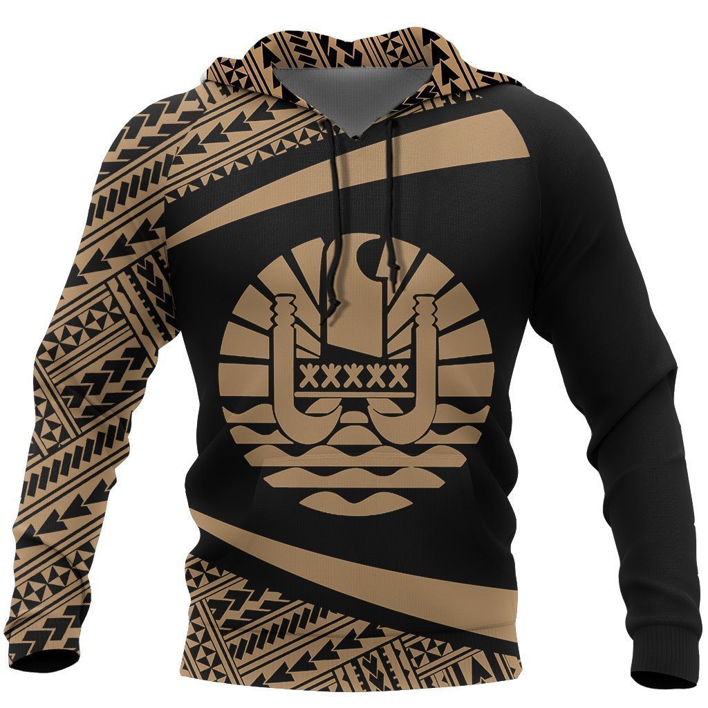 French Polynesia Zip-Up Hoodie - Circle Gold Ver 2.0 J7 - Amaze Style™-Apparel