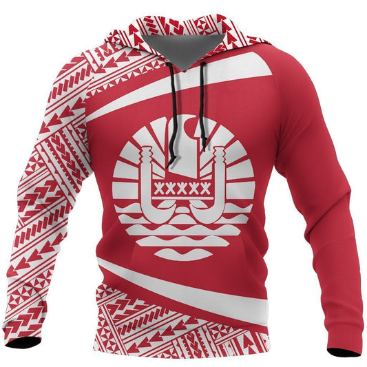 French Polynesia Hoodie - Circle Red Ver 2.0 J7 - Amaze Style™-Apparel
