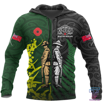 Tmarc Tee The ode remembrance Kiwi and Australia Soldier 3D print shirts