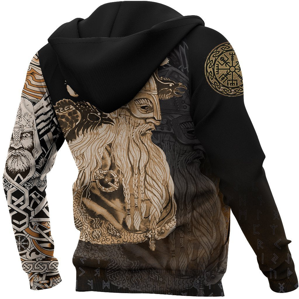 Odin Raven Hoodie Viking Gold Style