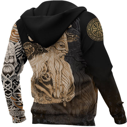 Odin Raven Hoodie Viking Gold Style