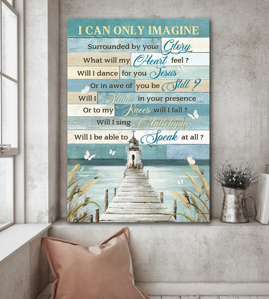 Church and river I can only imagine Jesus Portrait Canvas Print Wall Art