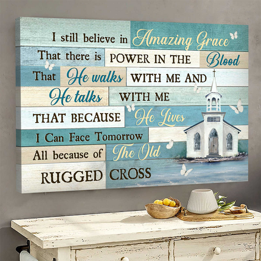 Jesus Church I still believe in amazing grace Landscape Canvas Print Wall Art